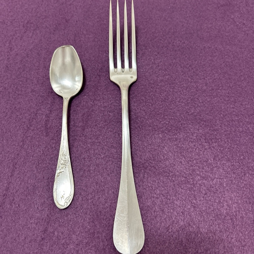 Elegant French Vintage Silver Plate Fork And Teaspoon